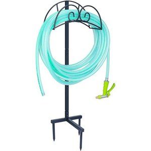 Garden Hose Holder, Water Hose Stand, Heavy Duty Metal Hose Reel, Black